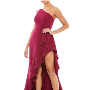 Mac Duggal Ieena Asymmetric Ruffle Gown